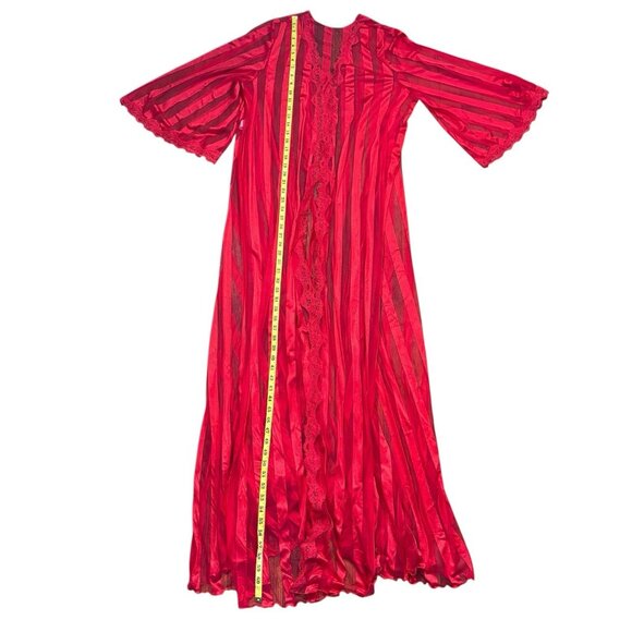 Vintage Jenelle of California Red Nylon Peignoir Set Sz M P Robe Pants Hollywood - Picture 16 of 16